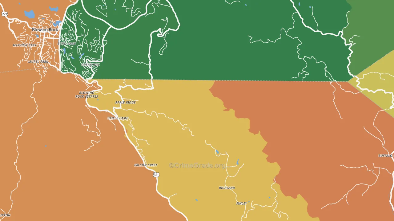 Finley, NC Map of Drug-Related Crime Rates