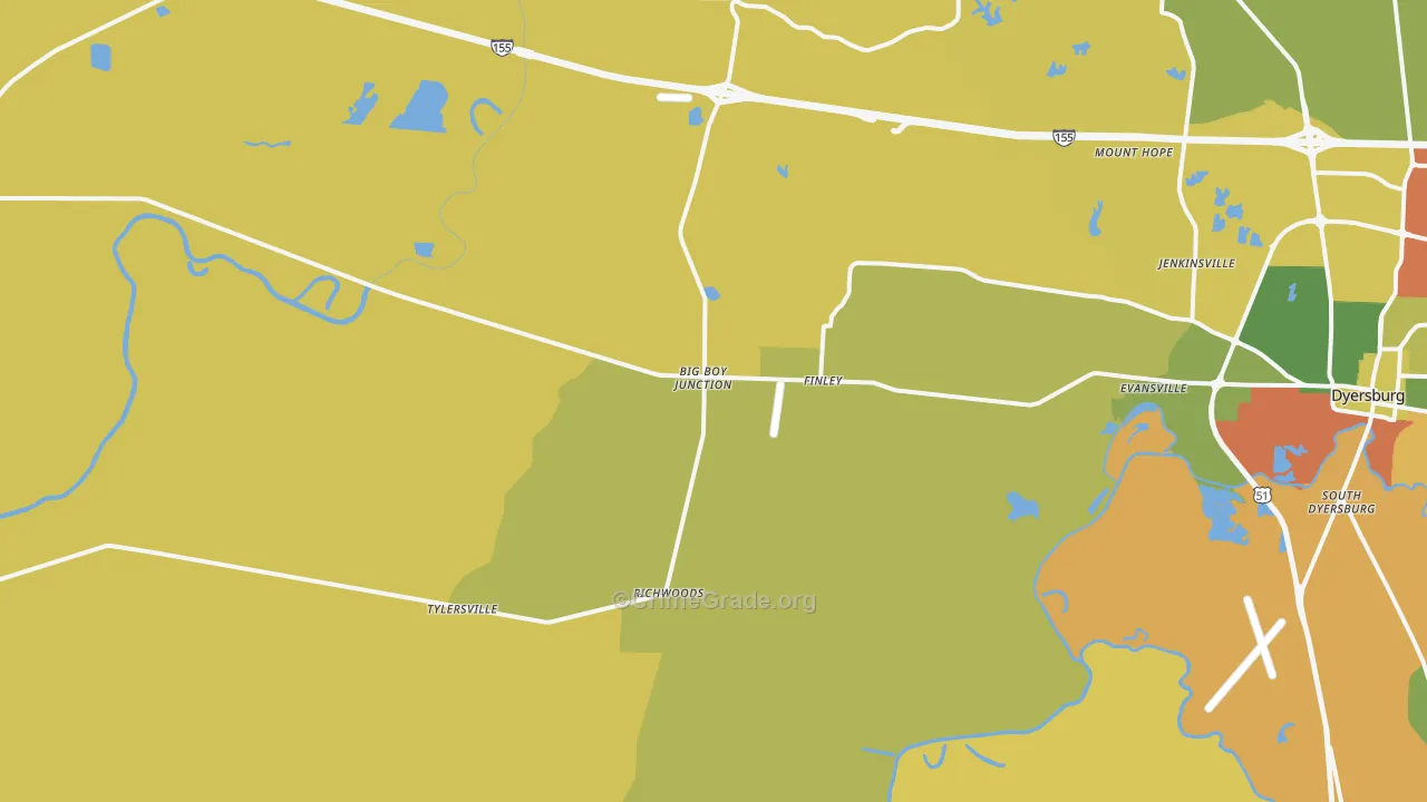 Finley, TN Map of Drug-Related Crime Rates