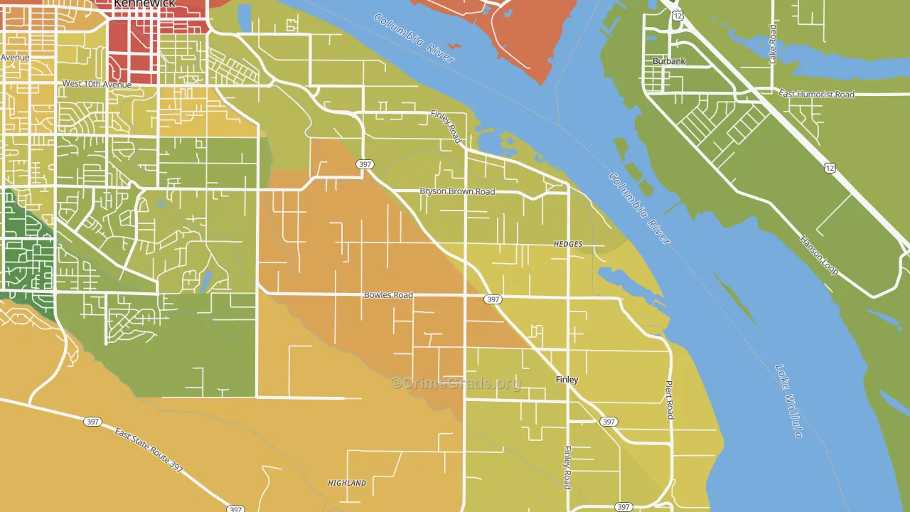 Finley, WA Map of Drug-Related Crime Rates