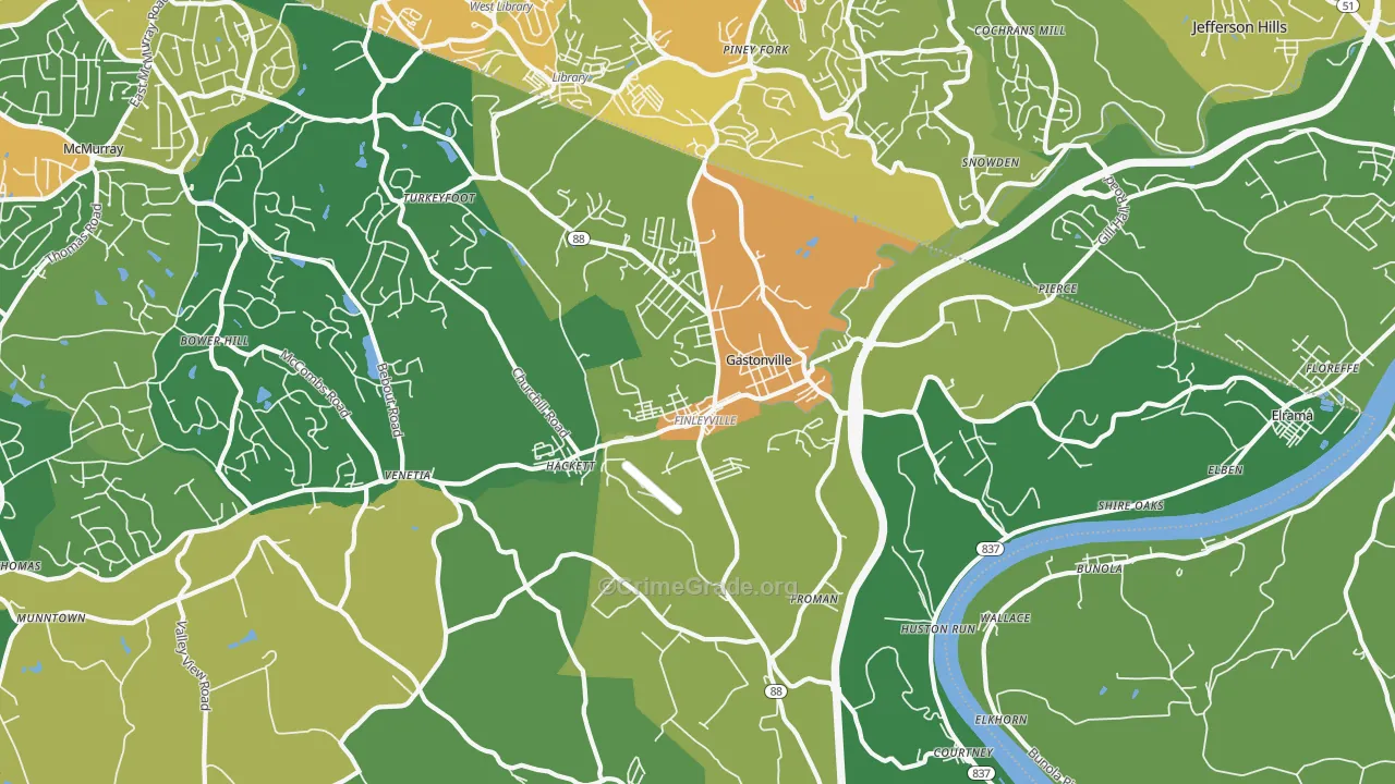 Finleyville, PA Map of Drug-Related Crime Rates