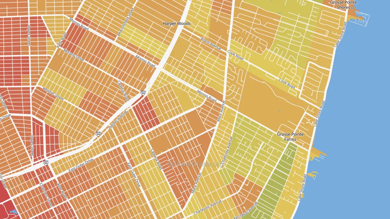 Finney, Grosse Pointe, MI Map of Drug-Related Crime Rates