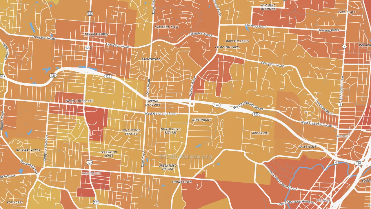 Finneytown, OH Map of Drug-Related Crime Rates
