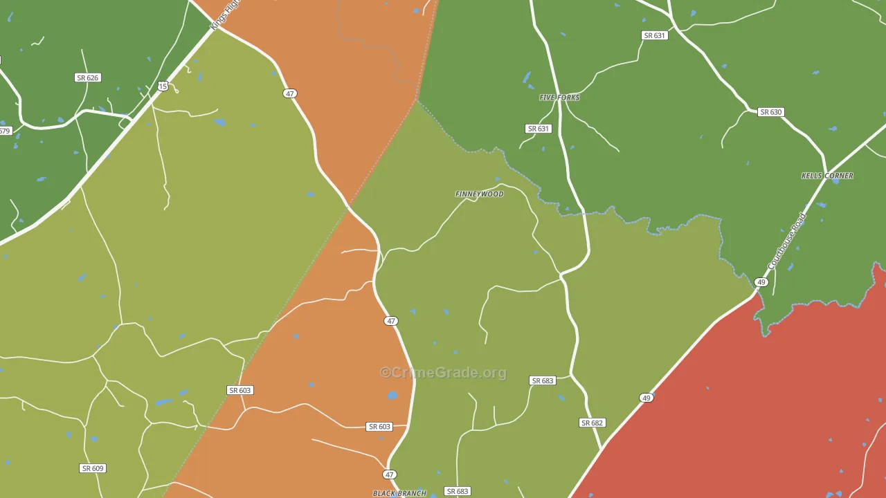 Finneywood, VA Map of Drug-Related Crime Rates