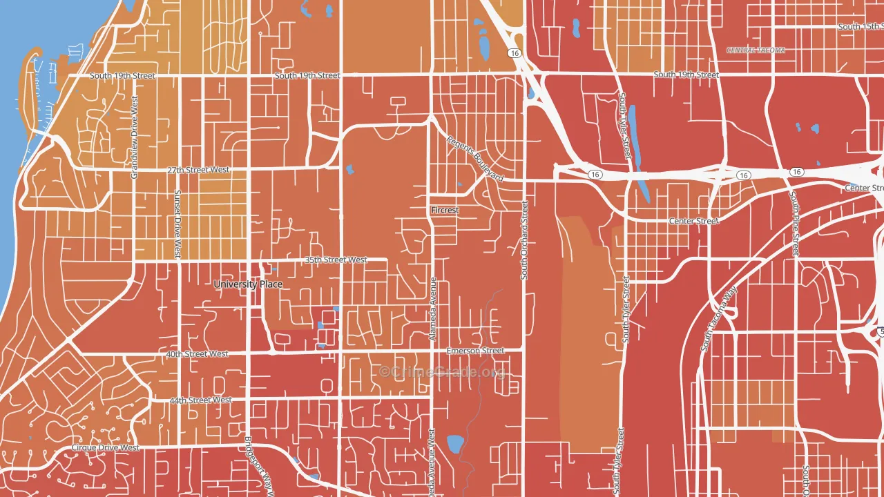 Fircrest, WA Map of Drug-Related Crime Rates