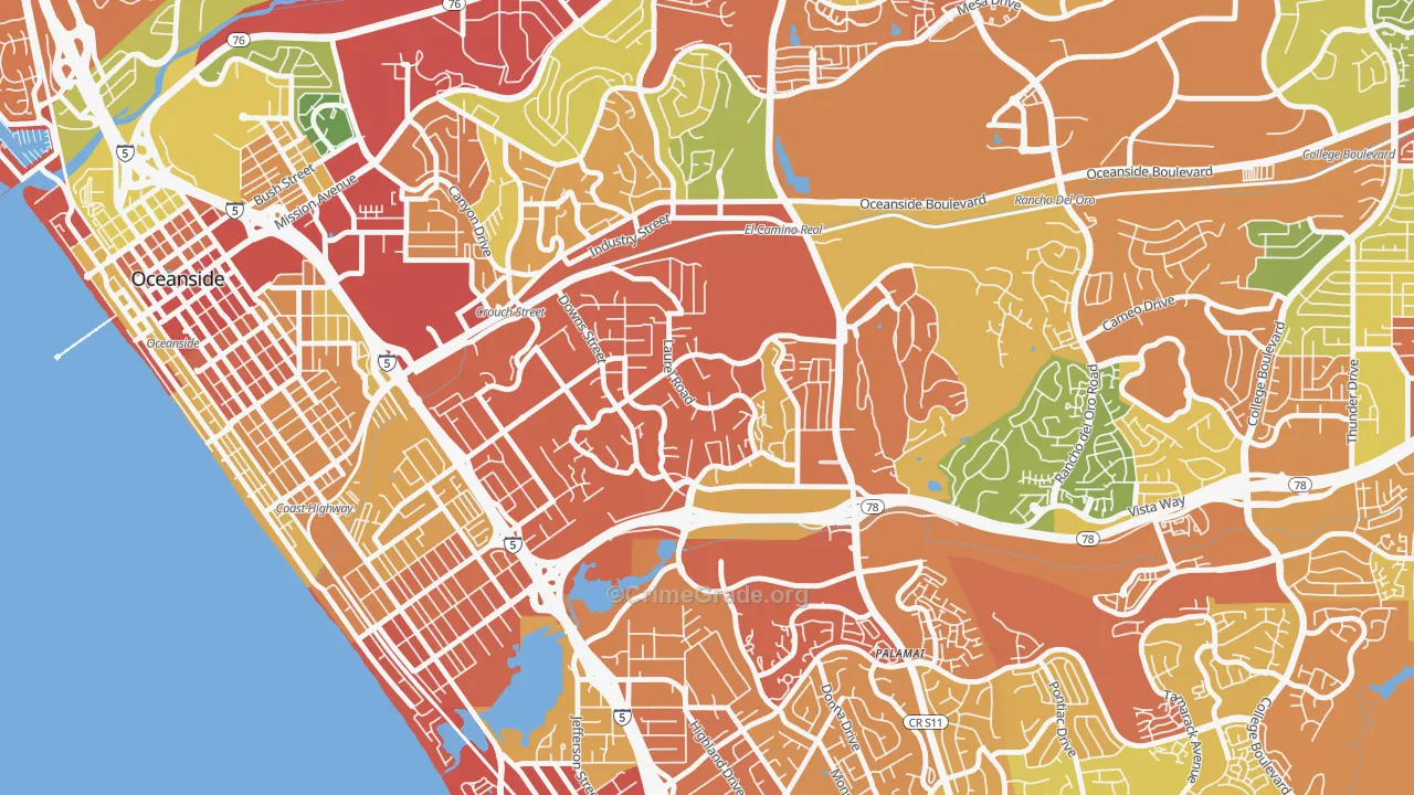 Fire Mountain, Oceanside, CA Map of Drug-Related Crime Rates