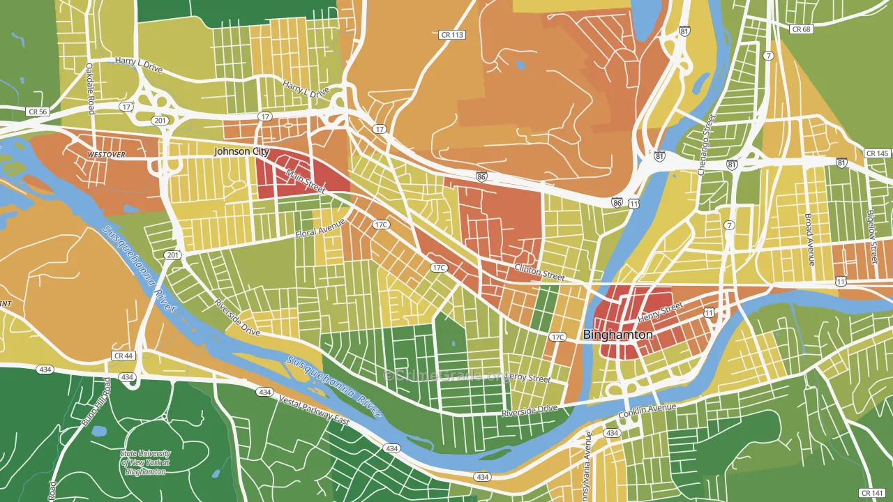 First Ward, Binghamton, NY Map of Drug-Related Crime Rates