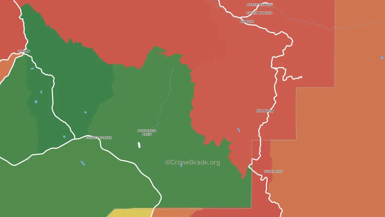 Fish Camp, CA Map of Drug-Related Crime Rates