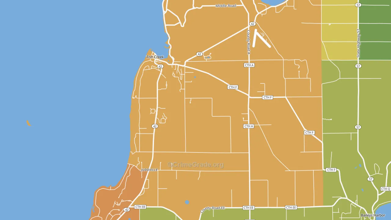 Fish Creek, WI Map of Drug-Related Crime Rates