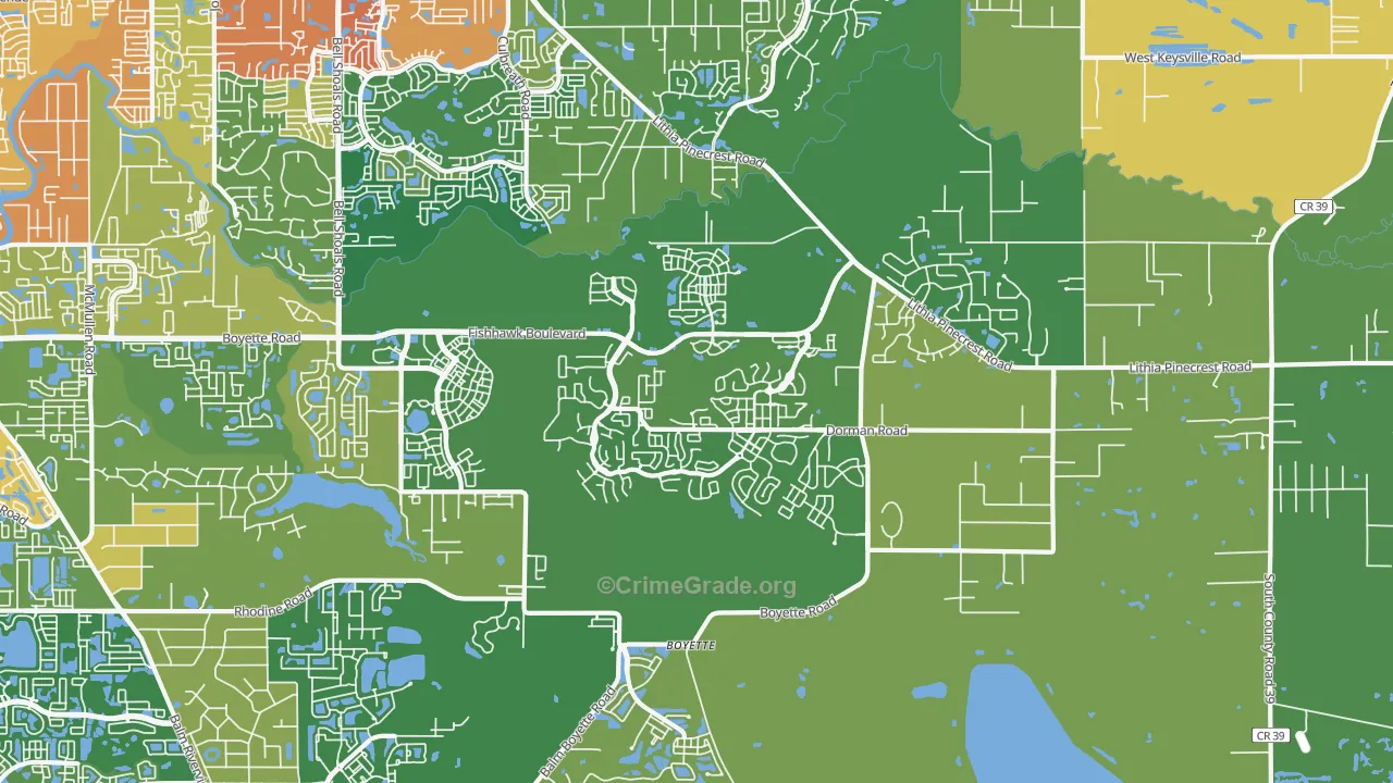 Fish Hawk, FL Map of Drug-Related Crime Rates