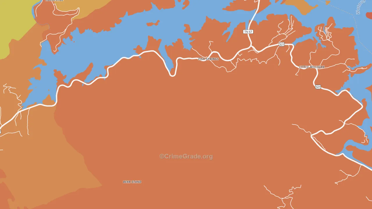 Fish Springs, TN Map of Drug-Related Crime Rates