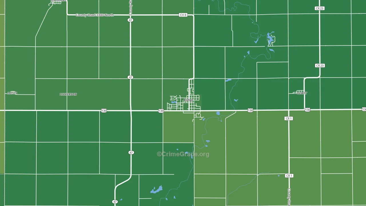 Fisher, IL Map of Drug-Related Crime Rates
