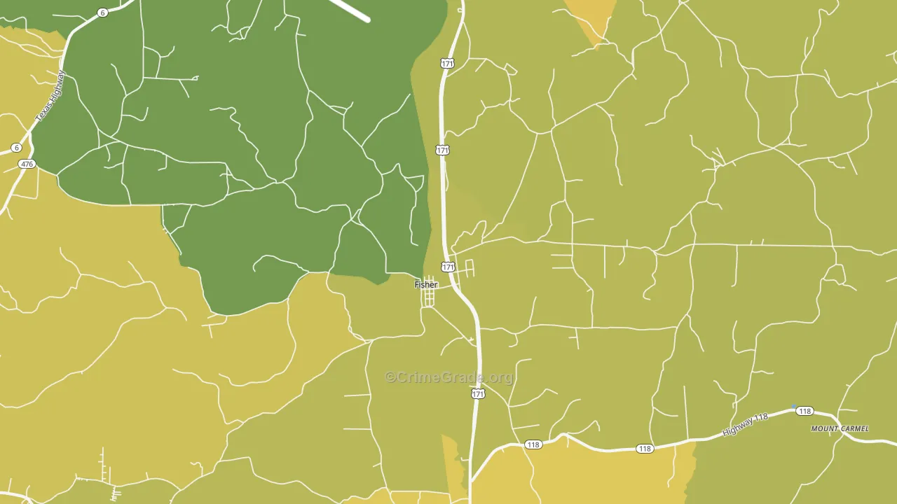 Fisher, LA Map of Drug-Related Crime Rates