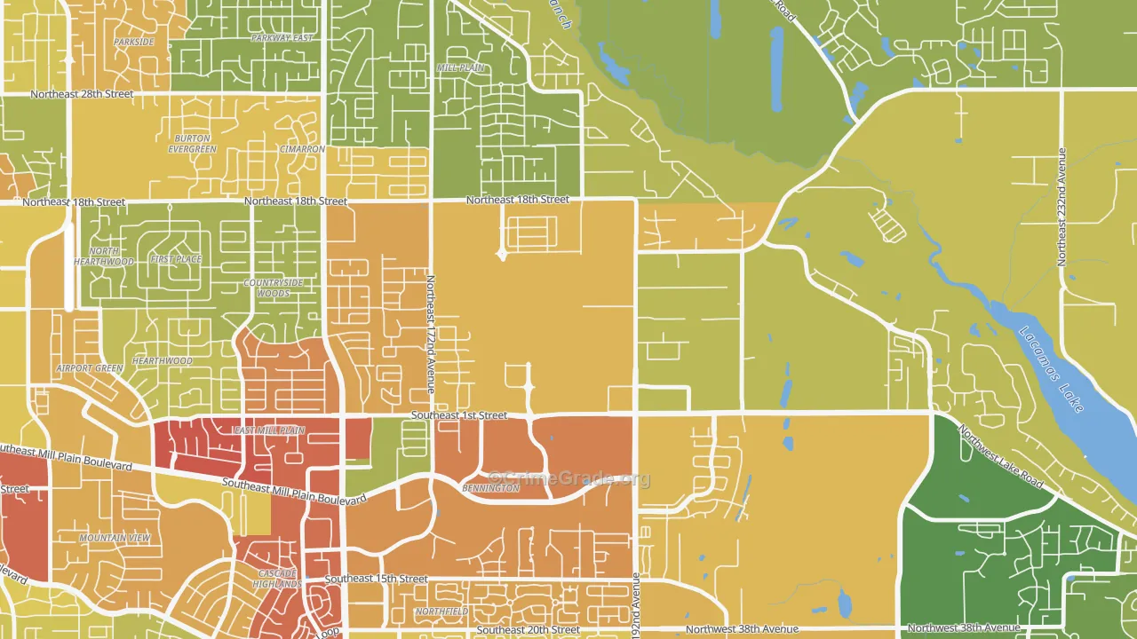 Fisher-Mill Plain-Fisher's Village, Vancouver, WA Map of Drug-Related Crime Rates