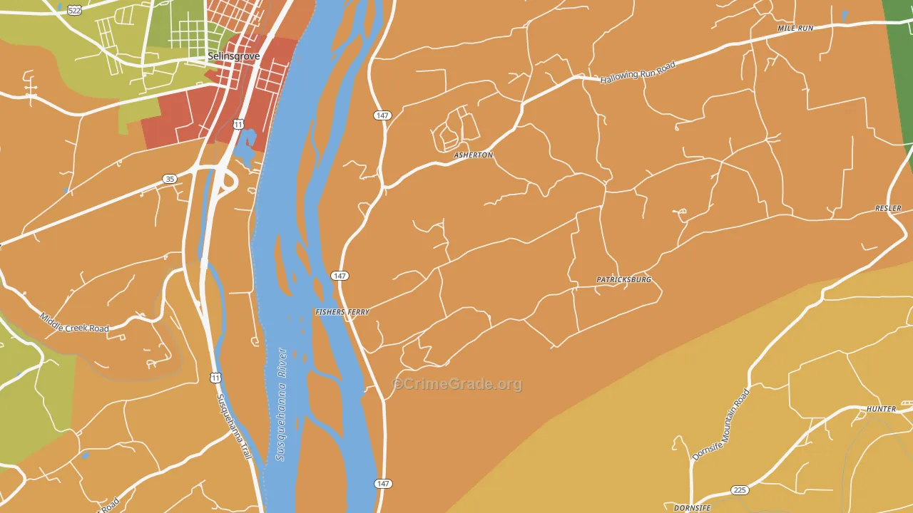 Fishers Ferry, PA Map of Drug-Related Crime Rates