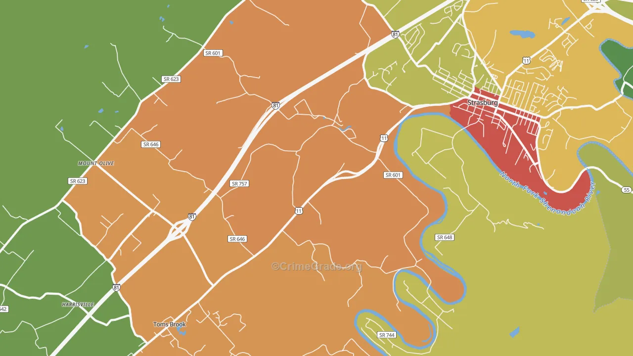 Fishers Hill, VA Map of Drug-Related Crime Rates