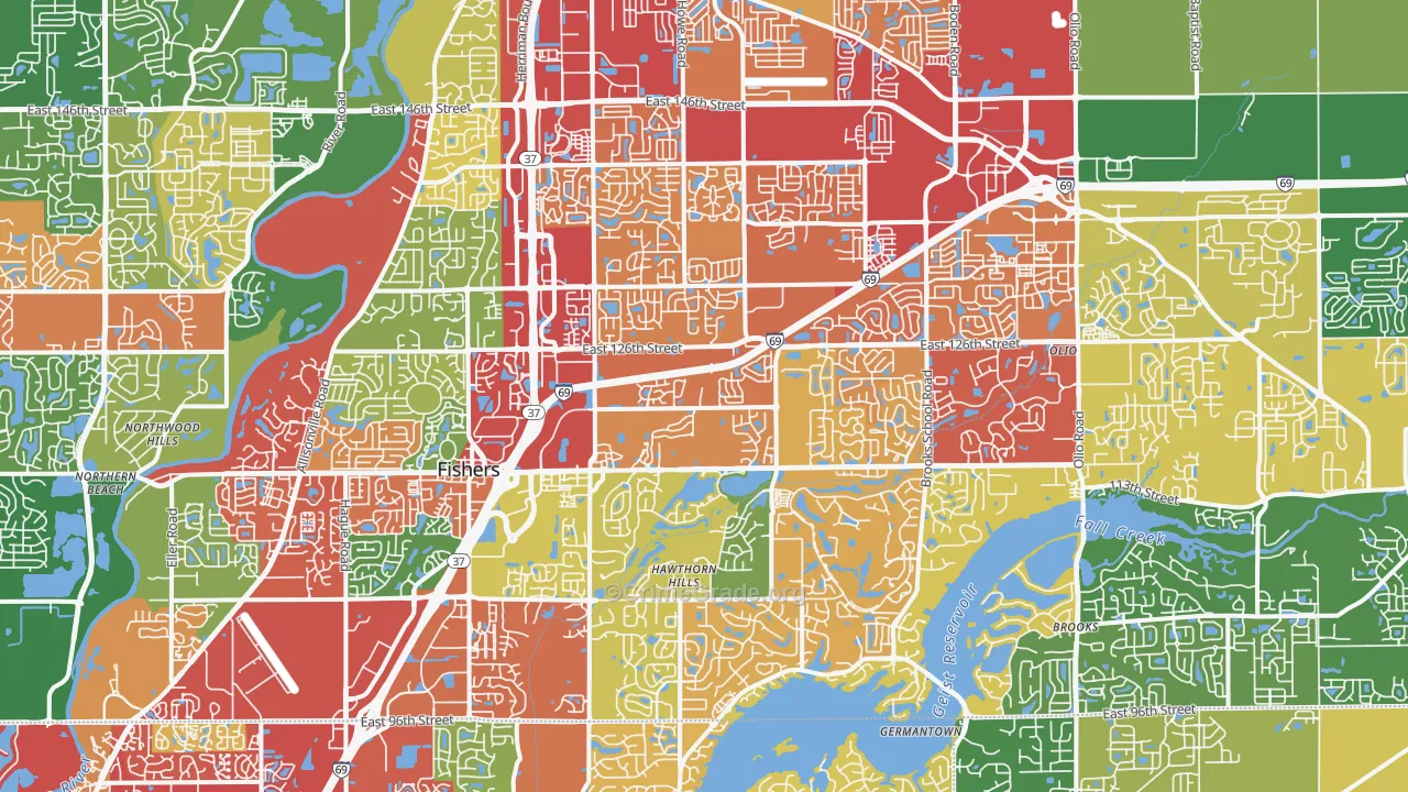 Fishers, IN Map of Drug-Related Crime Rates