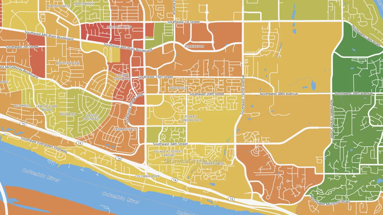 Fishers Landing East, Vancouver, WA Map of Drug-Related Crime Rates