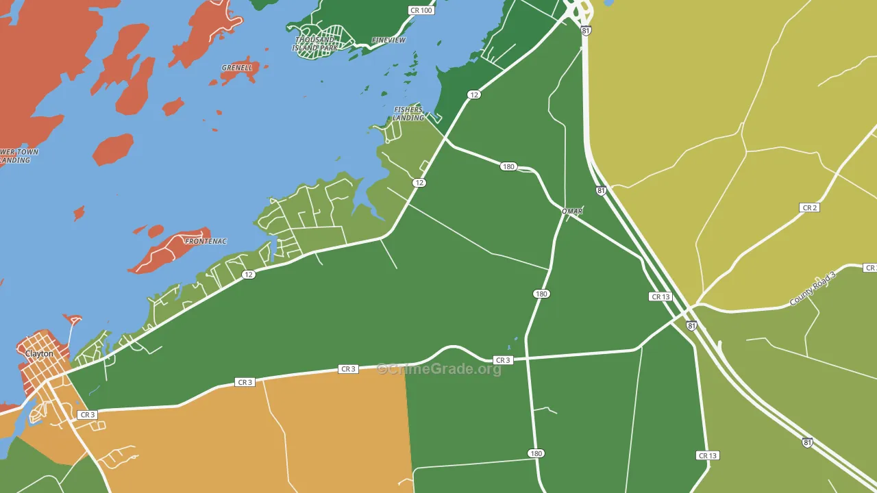 Fishers Landing, NY Map of Drug-Related Crime Rates