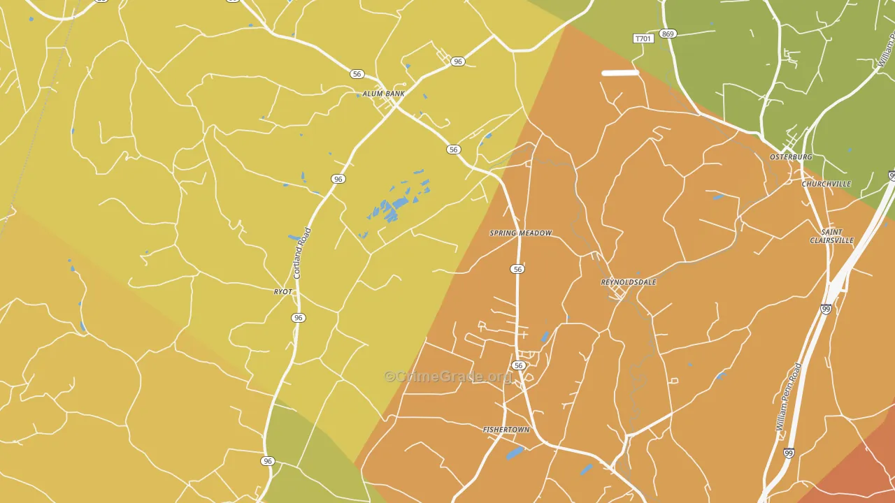 Fishertown, PA Map of Drug-Related Crime Rates