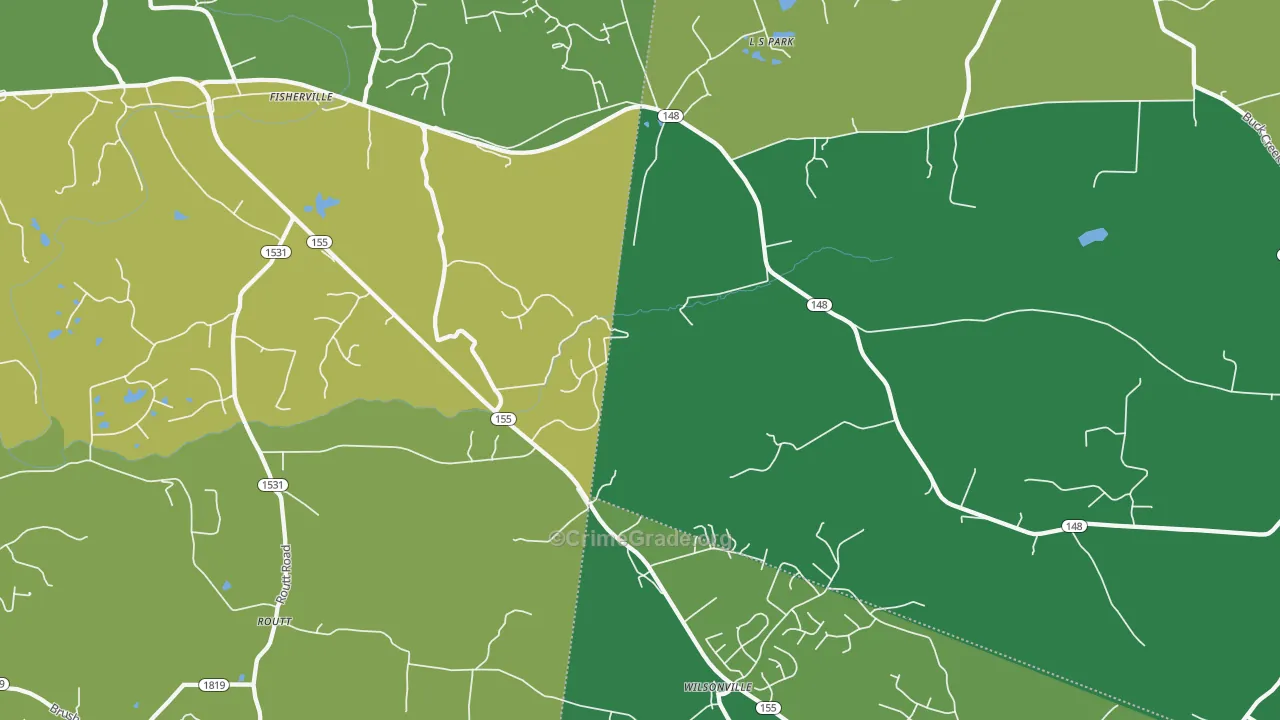 Fisherville, KY Map of Drug-Related Crime Rates