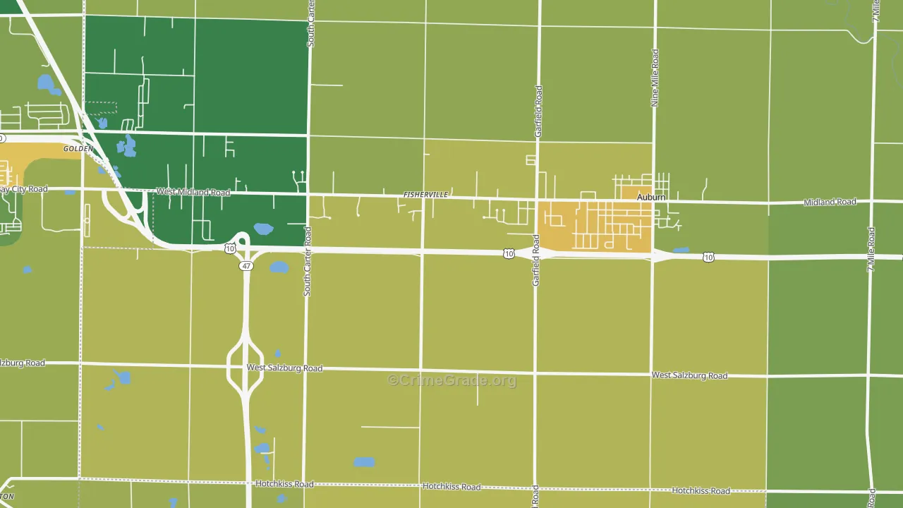 Fisherville, MI Map of Drug-Related Crime Rates