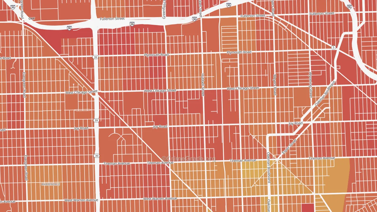 Fishkorn, Detroit, MI Map of Drug-Related Crime Rates