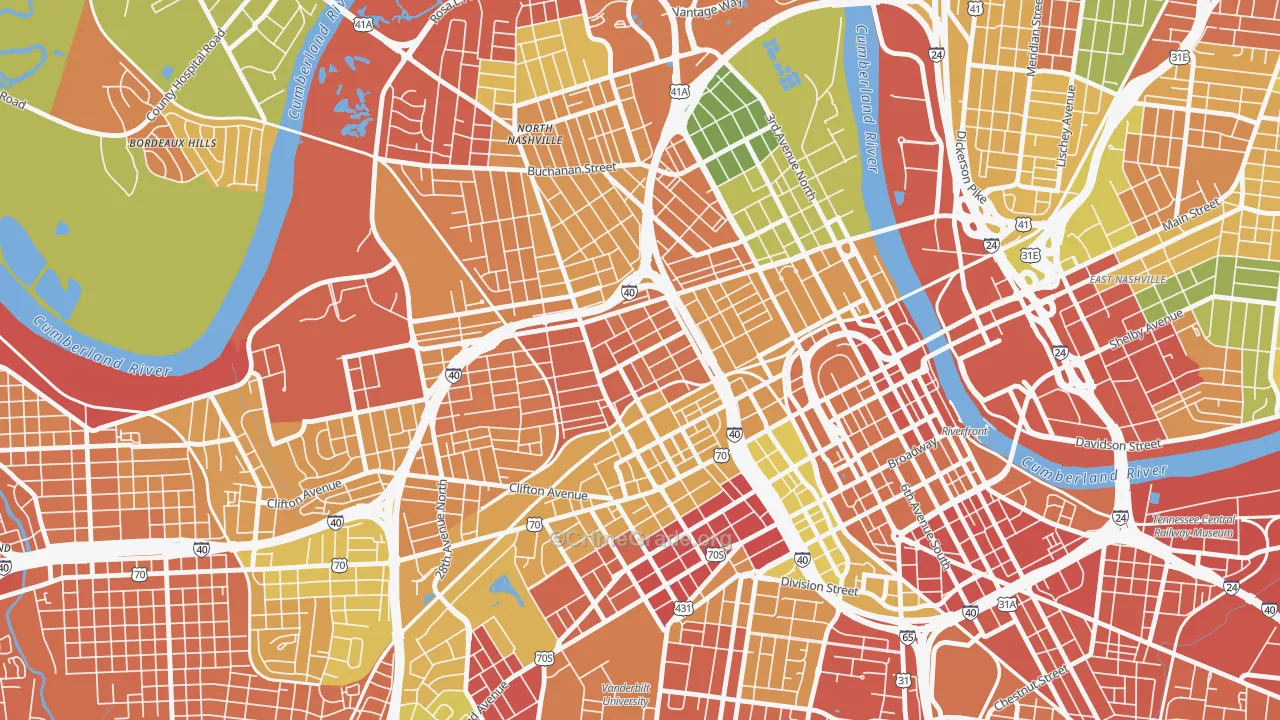 Fisk-Meharry, Nashville, TN Map of Drug-Related Crime Rates