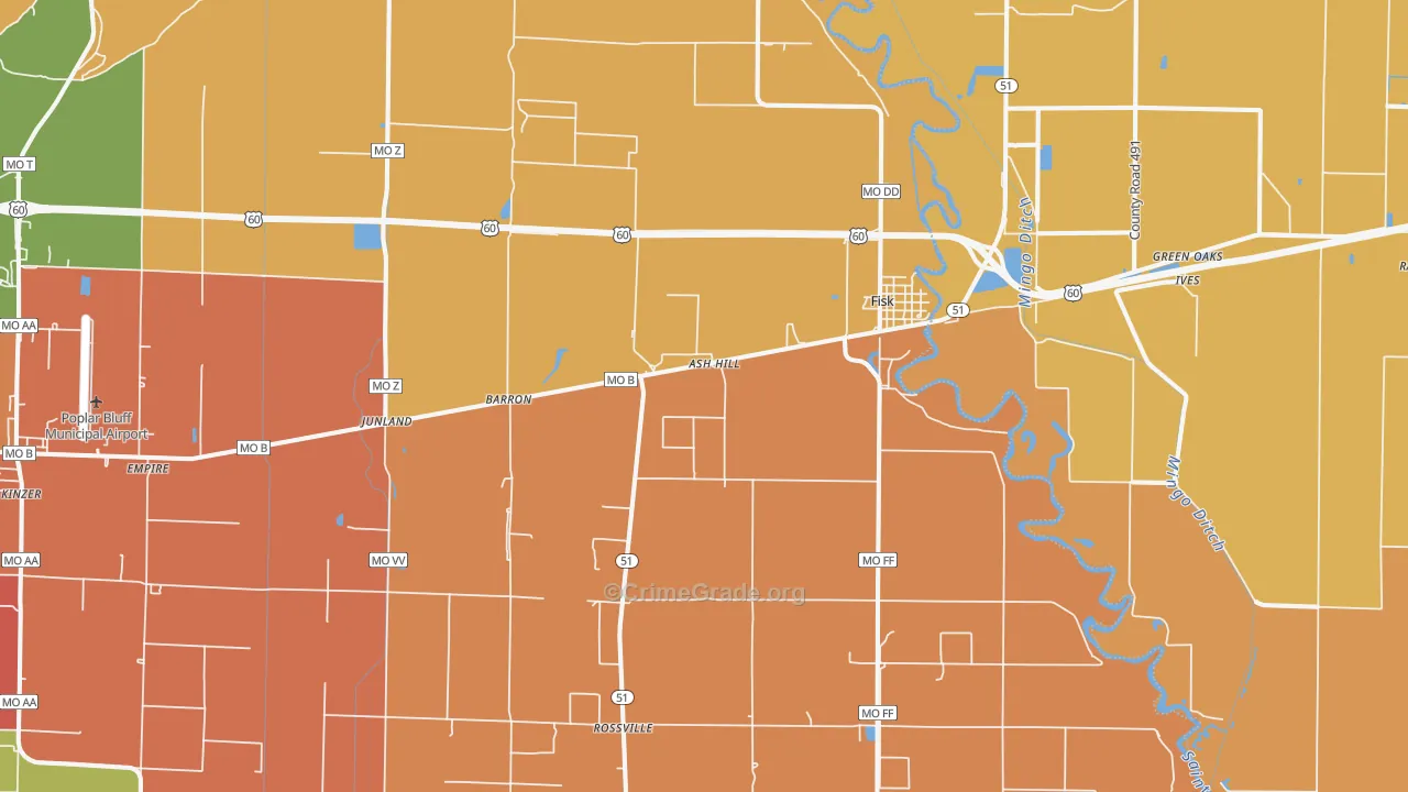 Fisk, MO Map of Drug-Related Crime Rates