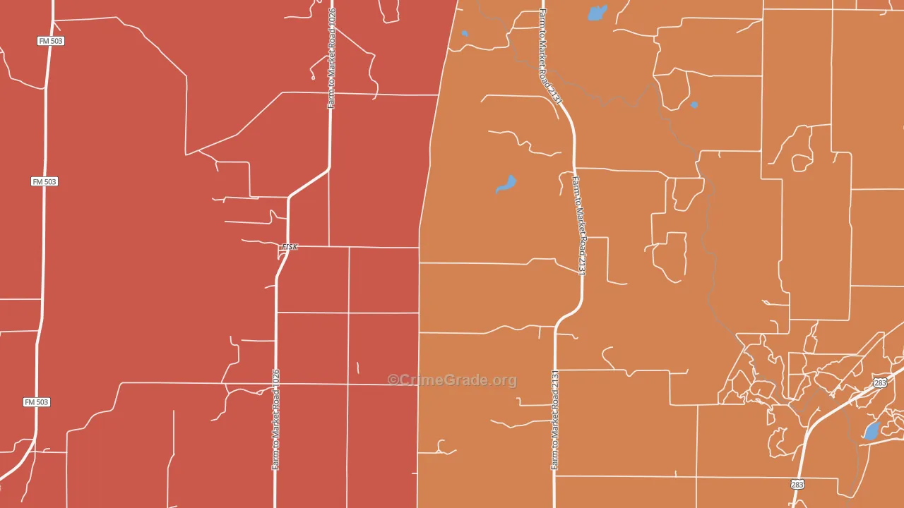 Fisk, TX Map of Drug-Related Crime Rates
