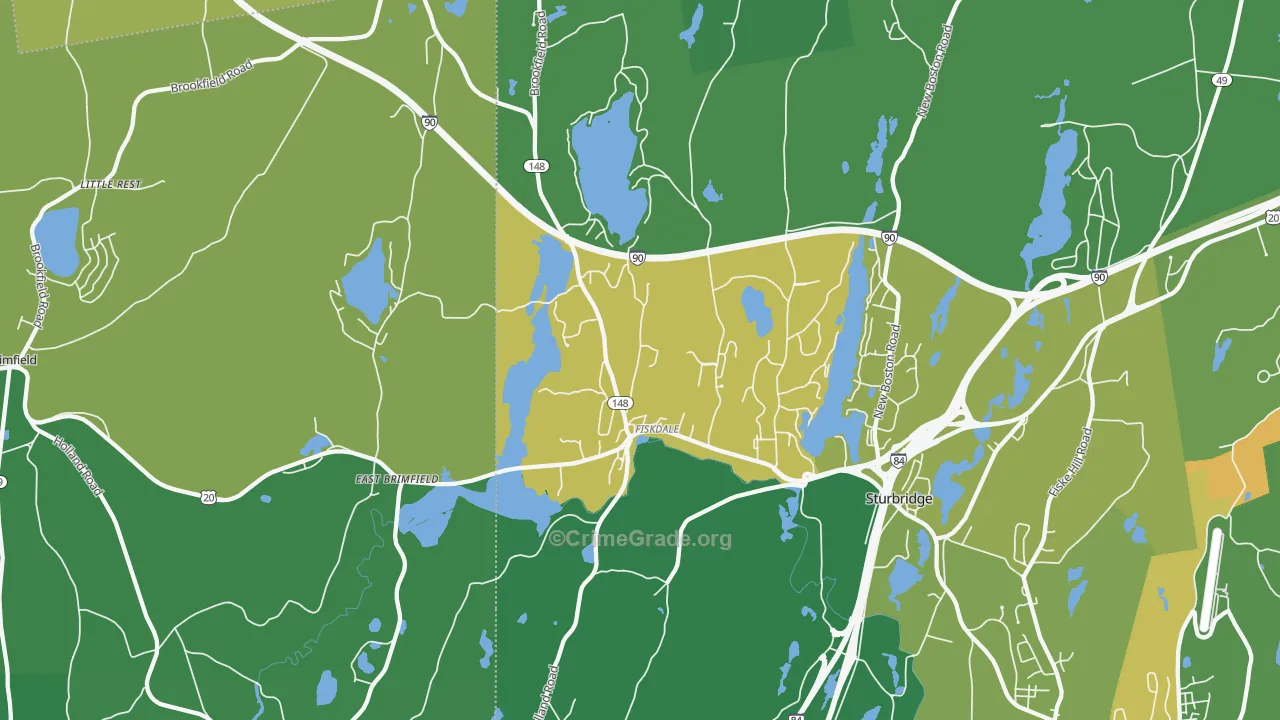 Fiskdale, MA Map of Drug-Related Crime Rates