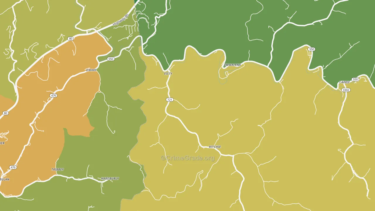 Fisty, KY Map of Drug-Related Crime Rates