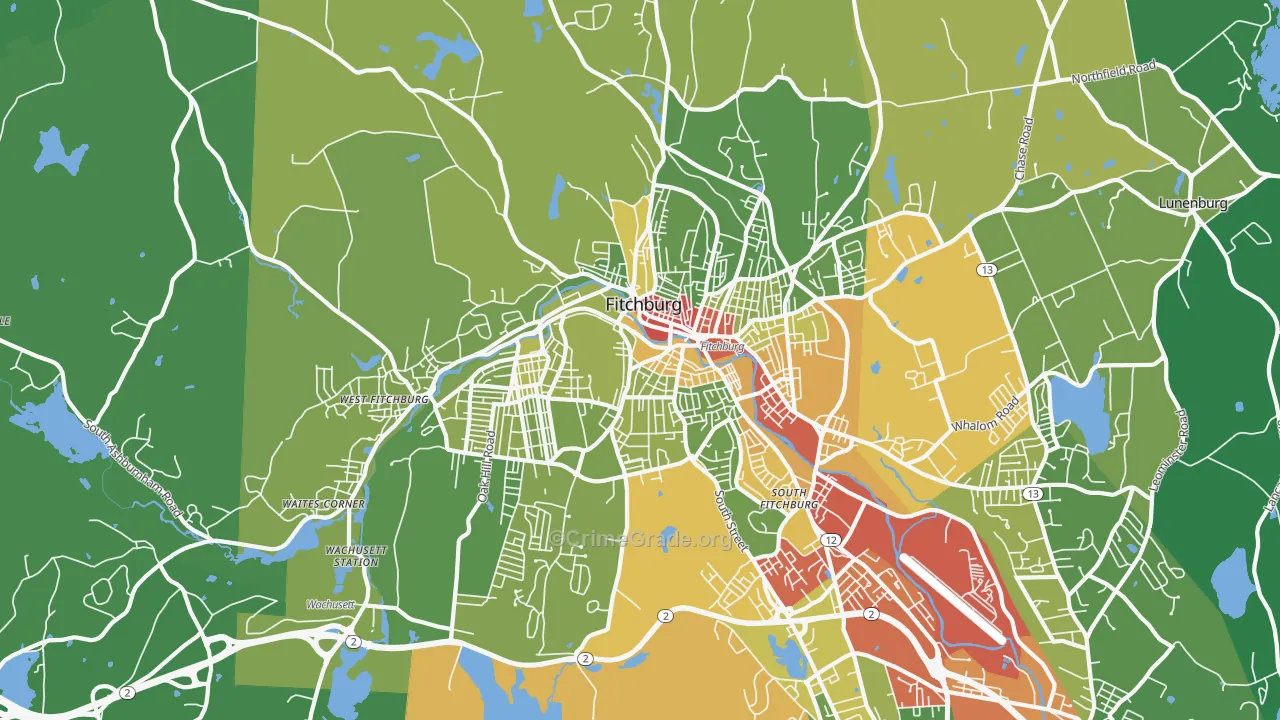 Fitchburg, MA Map of Drug-Related Crime Rates