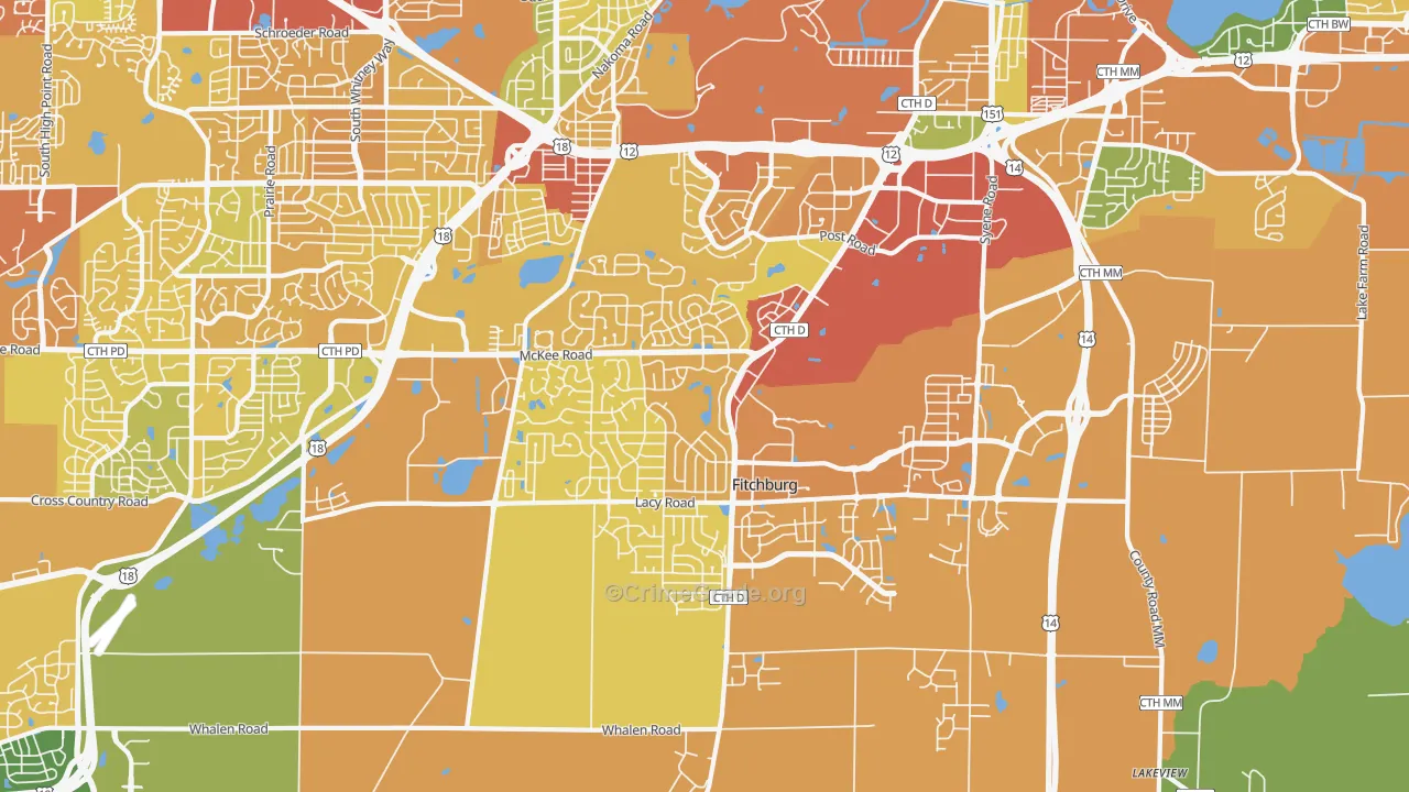 Fitchburg, WI Map of Drug-Related Crime Rates
