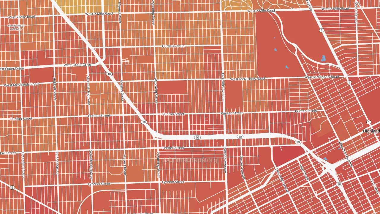 Fitzgerald, Detroit, MI Map of Drug-Related Crime Rates