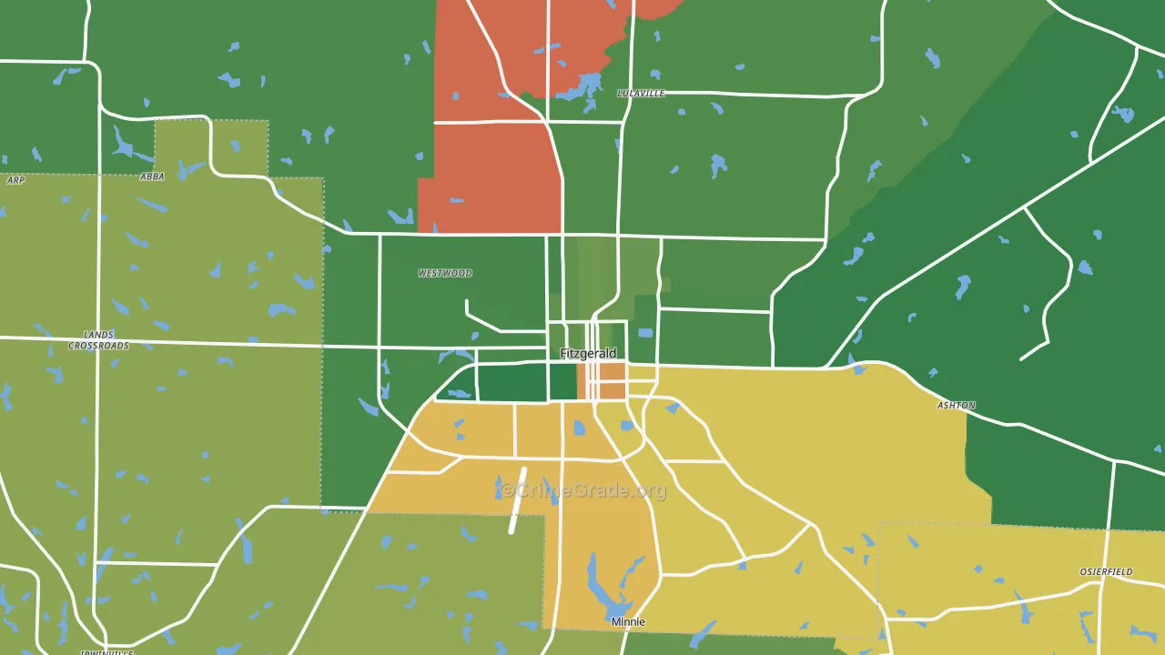 Fitzgerald, GA Map of Drug-Related Crime Rates