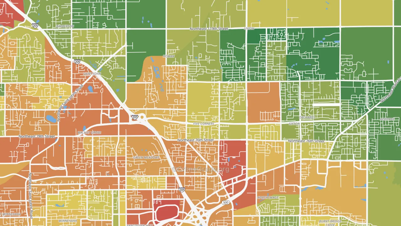 Five Corners, WA Map of Drug-Related Crime Rates
