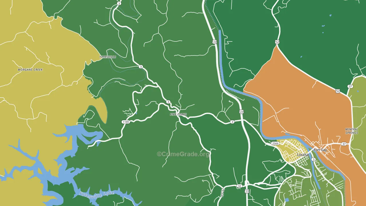 Five Forks, KY Map of Drug-Related Crime Rates