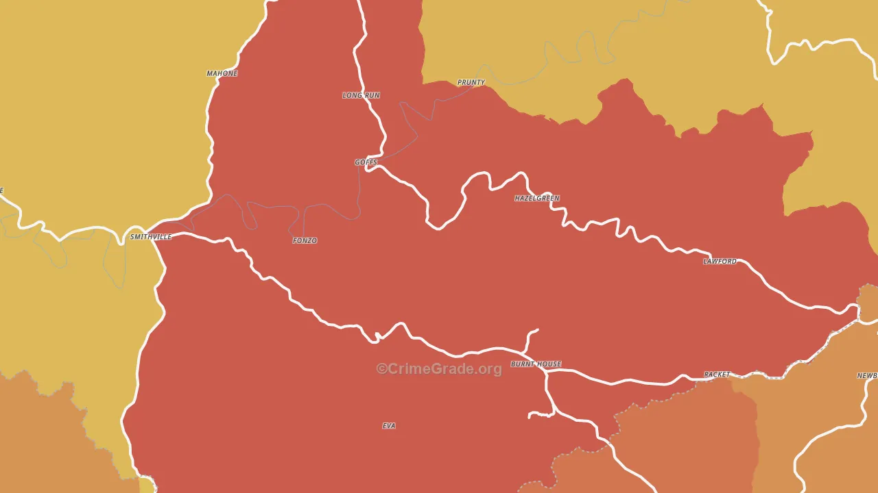 Five Forks, WV Map of Drug-Related Crime Rates