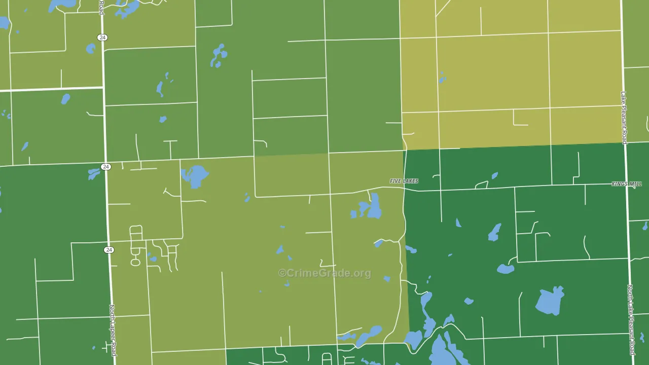 Five Lakes, MI Map of Drug-Related Crime Rates
