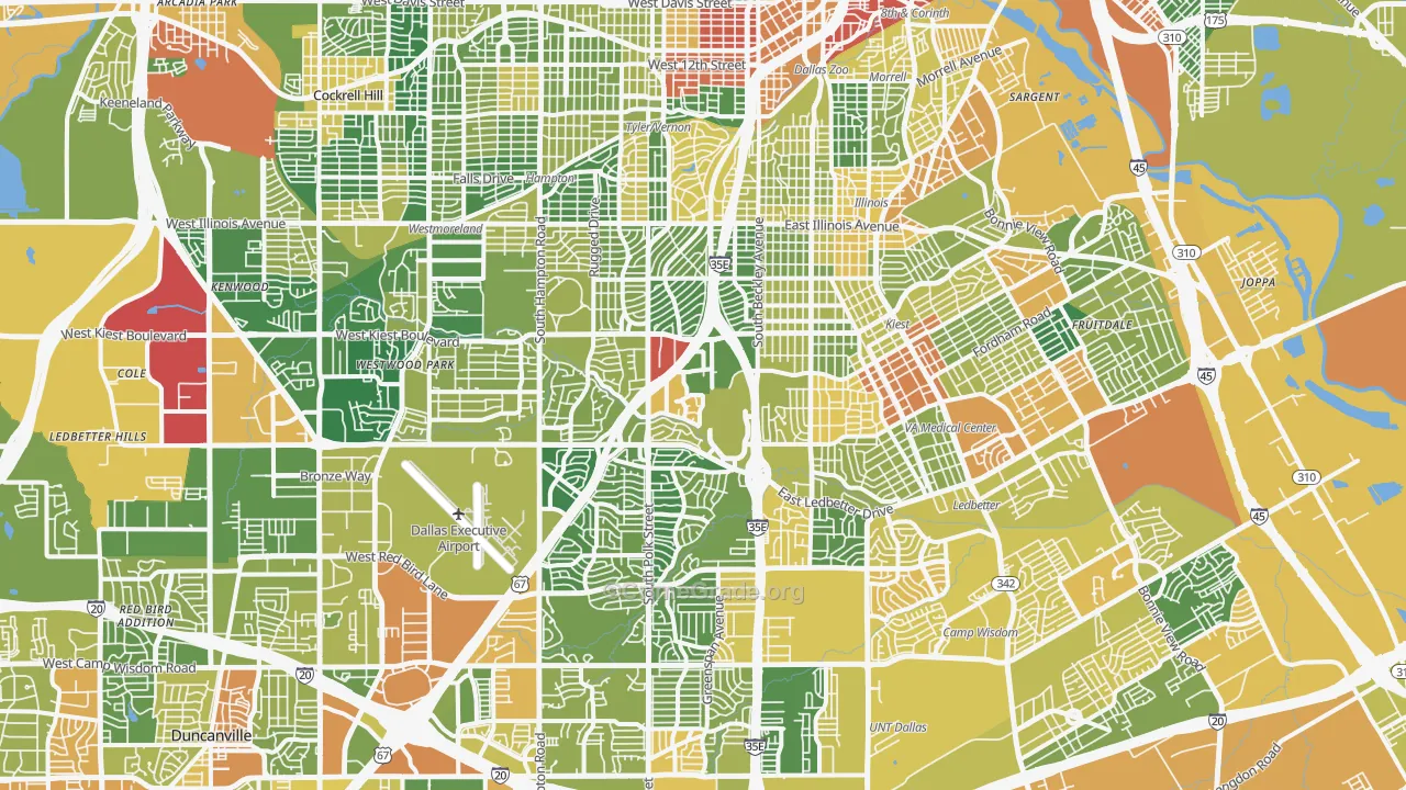 Five Mile Creek, Dallas, TX Map of Drug-Related Crime Rates
