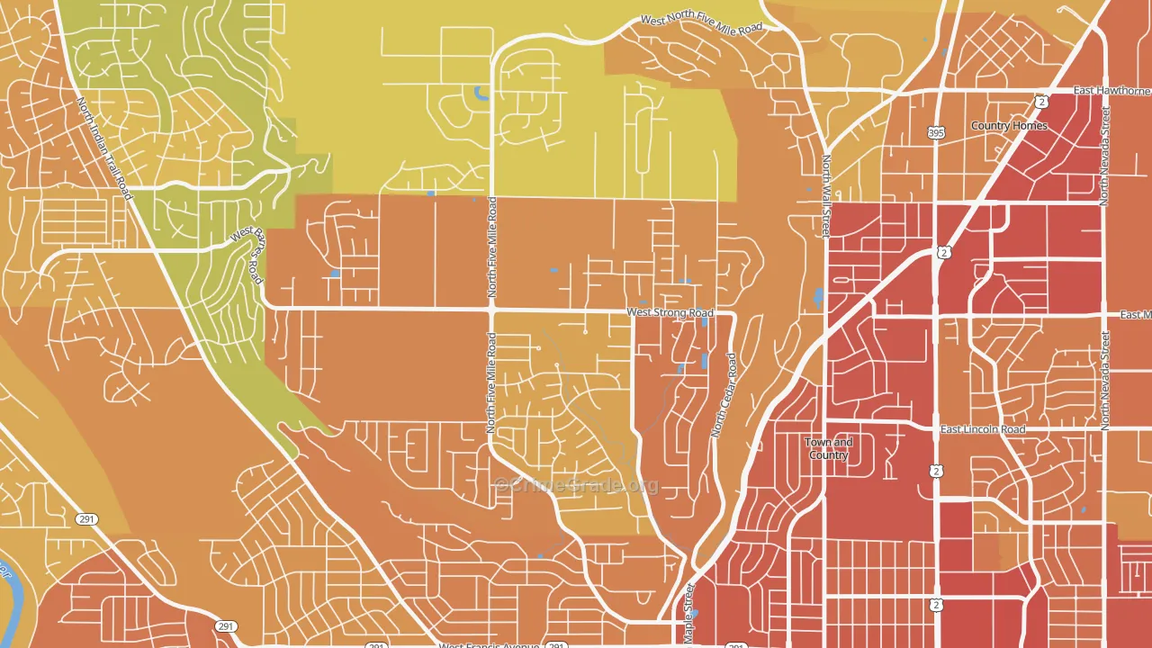 Five Mile Prairie, Spokane, WA Map of Drug-Related Crime Rates