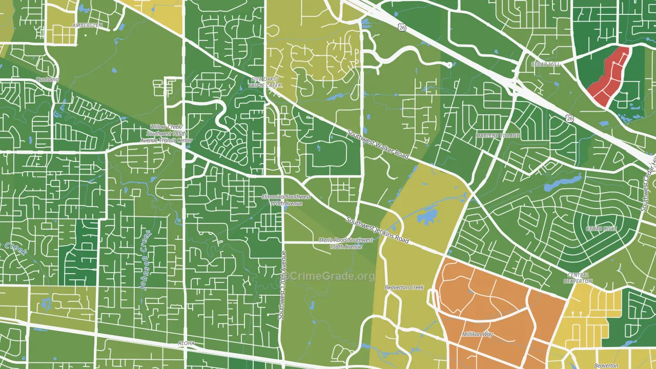 Five Oaks, Beaverton, OR Map of Drug-Related Crime Rates