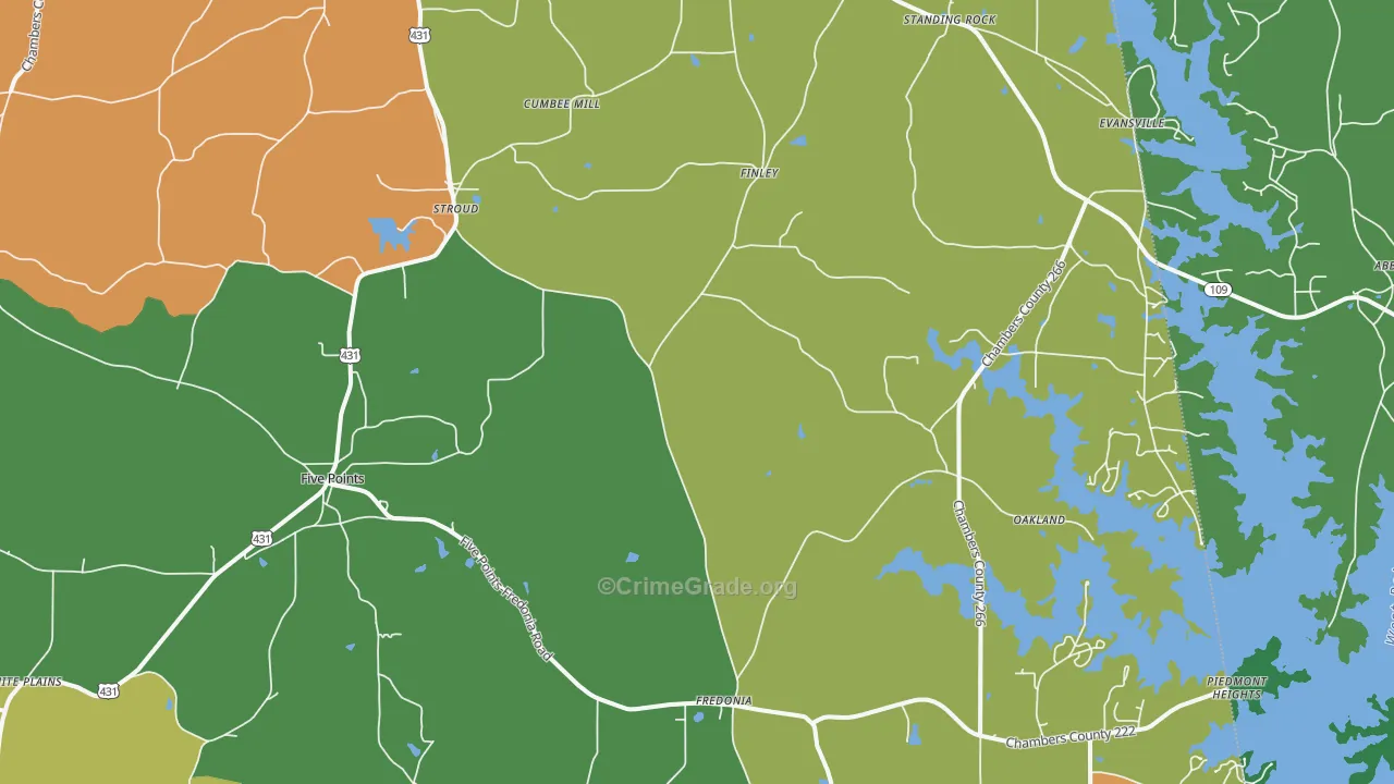 Five Points, AL Map of Drug-Related Crime Rates
