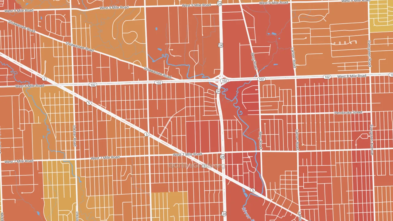 Five Points, Detroit, MI Map of Drug-Related Crime Rates
