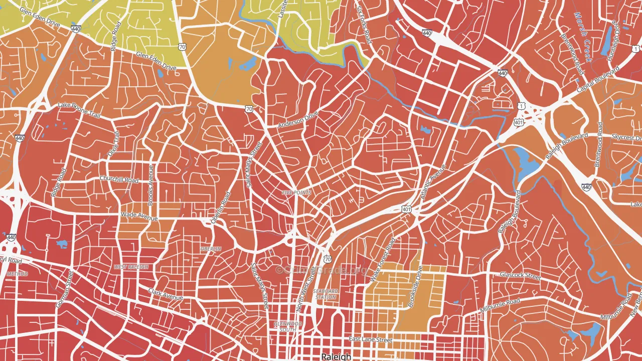 Five Points, Raleigh, NC Map of Drug-Related Crime Rates