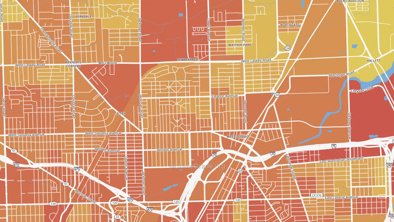 Five Points, Toledo, OH Map of Drug-Related Crime Rates