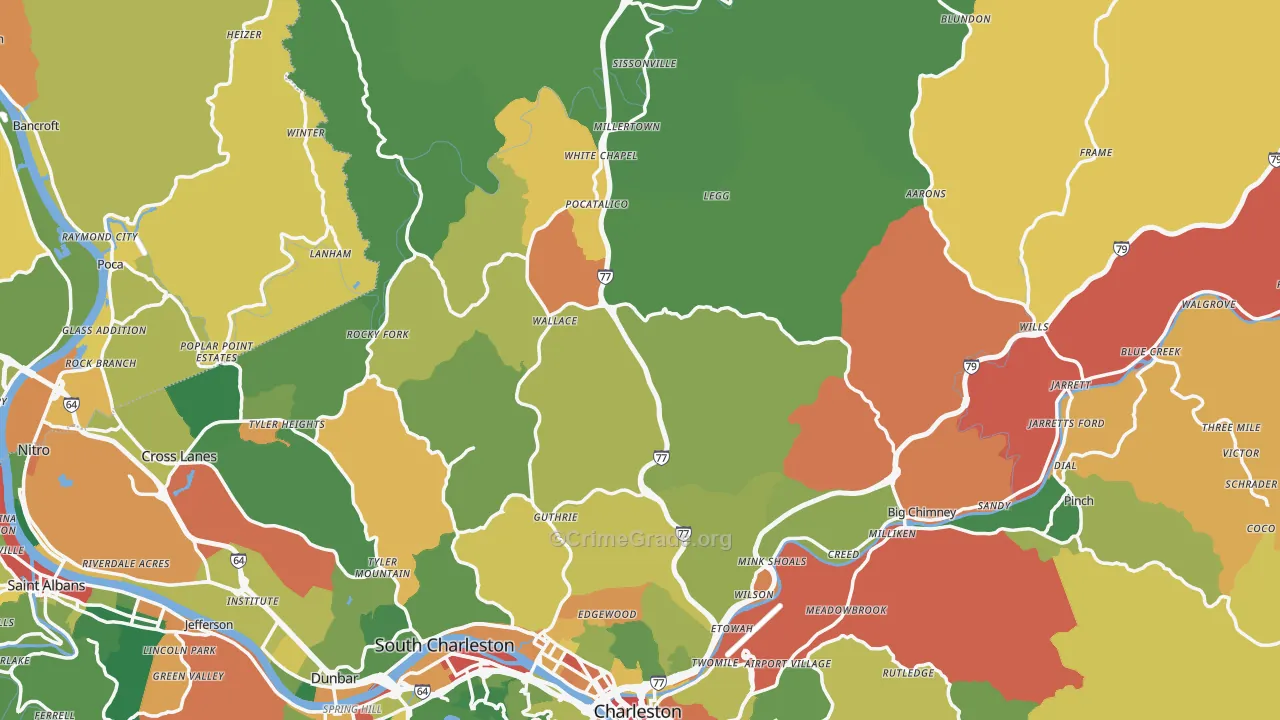 Fivemile, WV Map of Drug-Related Crime Rates