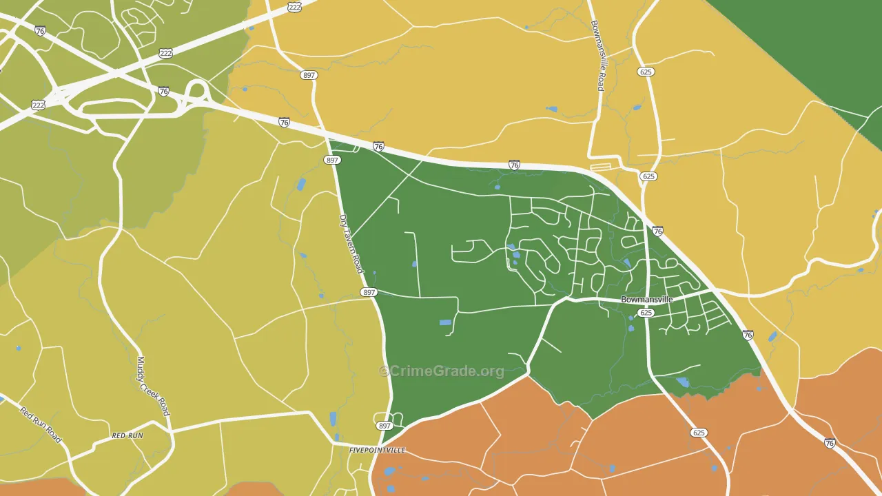 Fivepointville, PA Map of Drug-Related Crime Rates