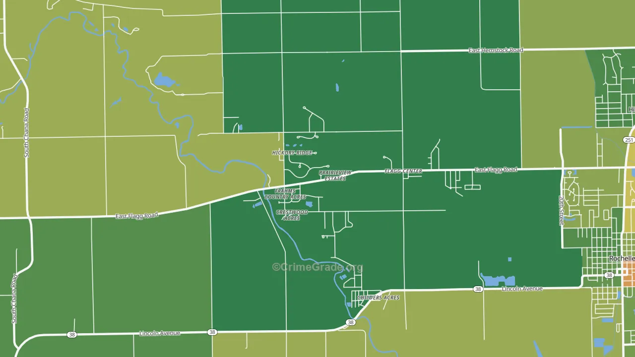Flagg Center, IL Map of Drug-Related Crime Rates