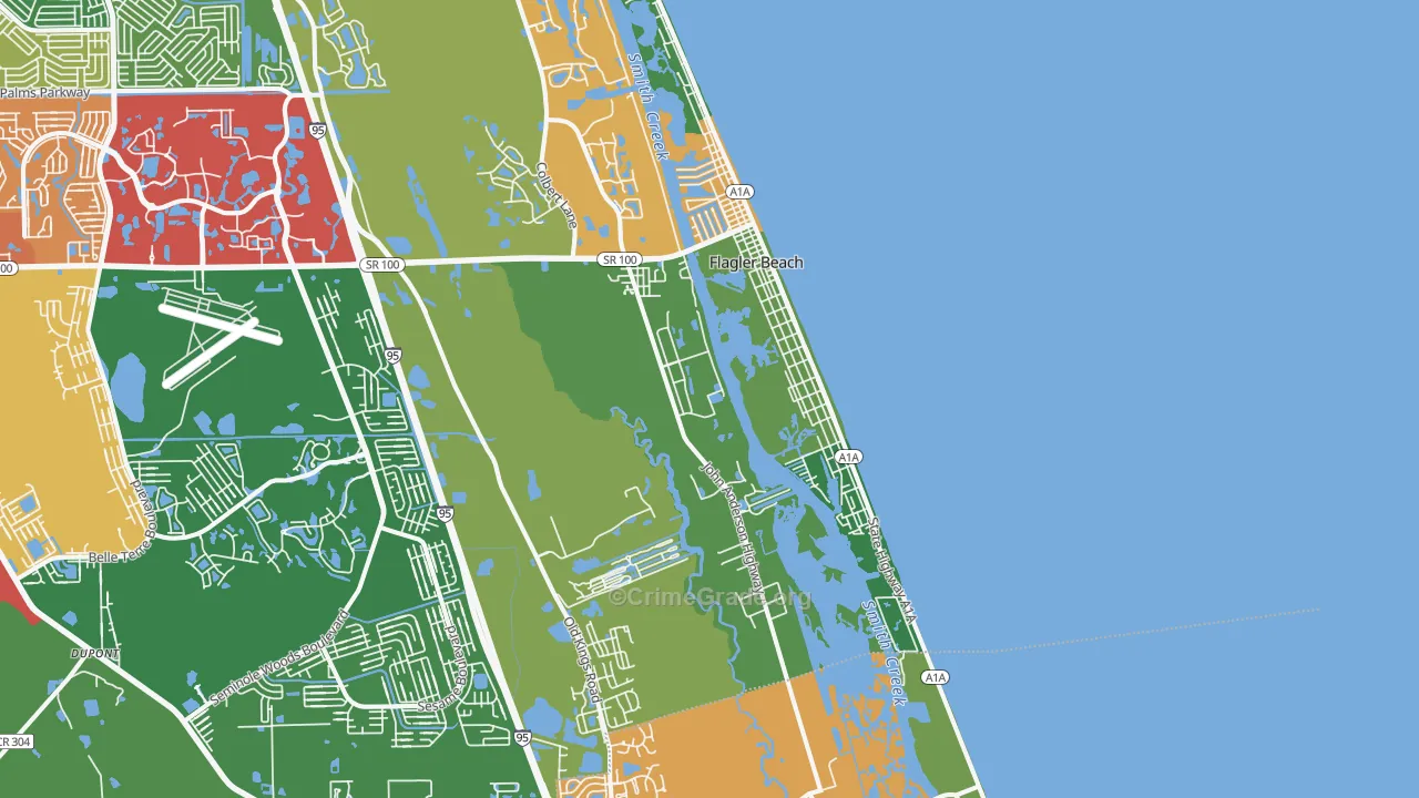 Flagler Beach, FL Map of Drug-Related Crime Rates